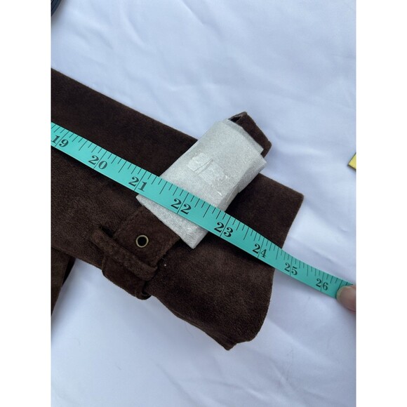 New Moda International Suede Brown Leather Biker Jacket Womens Size 10 No Belt - Picture 11 of 13